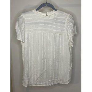 NWT - LOFT White Lined Blouse w/ Butterfly Sleeve